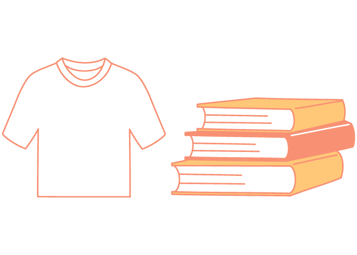 服や本のイラスト